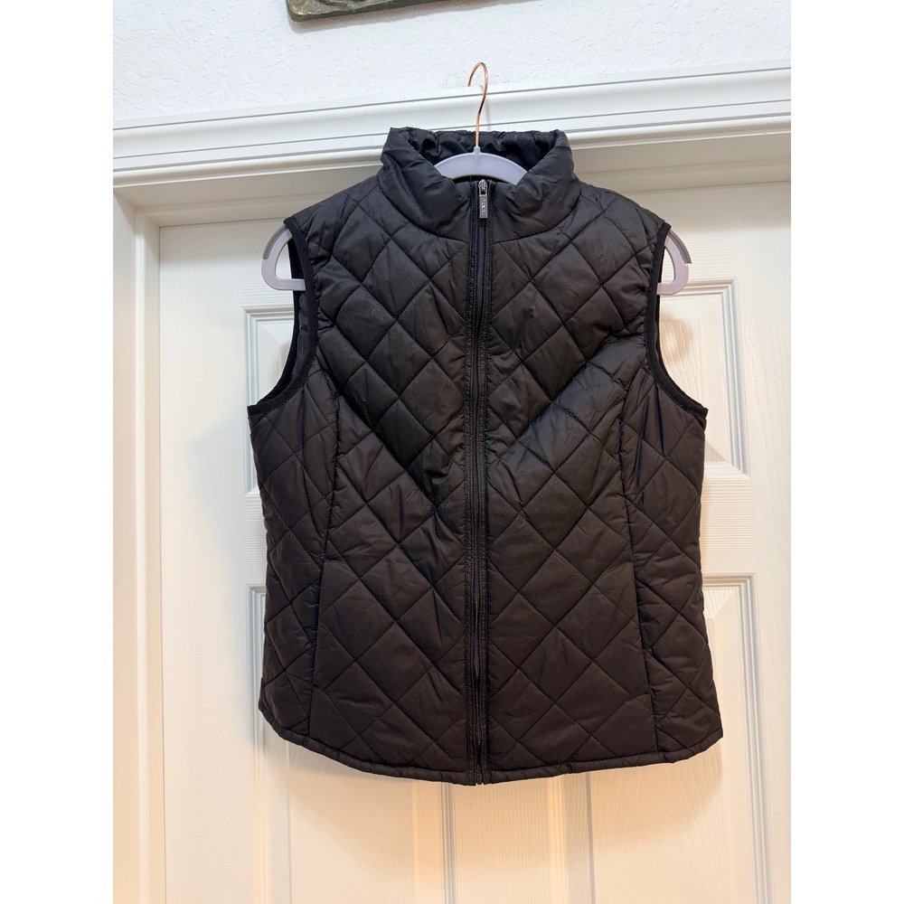 IMNYC Black Diamond-Quilted Puffer Vest Women's Size Medium Full Zip